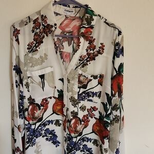 Express Floral Button-Up Blouse